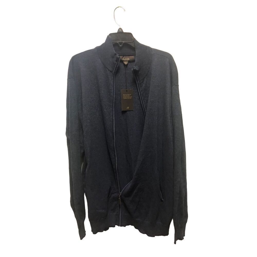 Tasso Elba Women’s Navy Blue Zip Up Long Sleeve Cardigan Size XXL